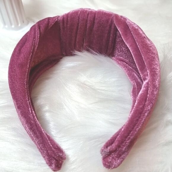 WIDE PURPLE VELVET TOP KNOT HEADBAND fall christmas - Picture 5 of 8